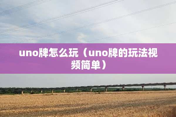 uno牌怎么玩（uno牌的玩法视频简单）