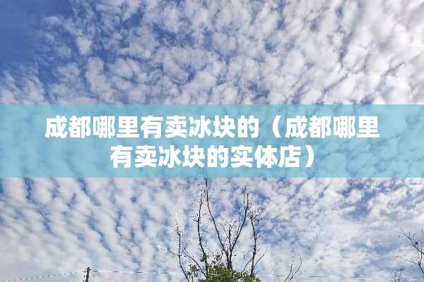 成都哪里有卖冰块的（成都哪里有卖冰块的实体店）