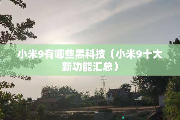 小米9有哪些黑科技（小米9十大新功能汇总）