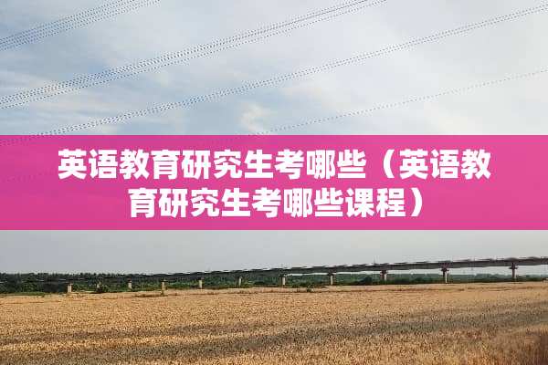 英语教育研究生考哪些（英语教育研究生考哪些课程）