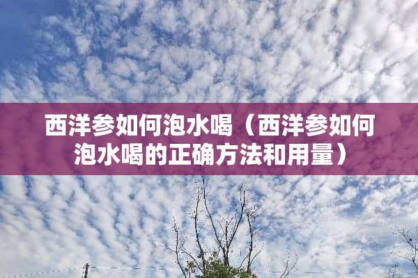 西洋参如何泡水喝（西洋参如何泡水喝的正确方法和用量）
