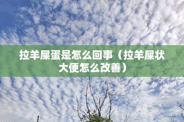 拉羊屎蛋是怎么回事（拉羊屎状大便怎么改善）