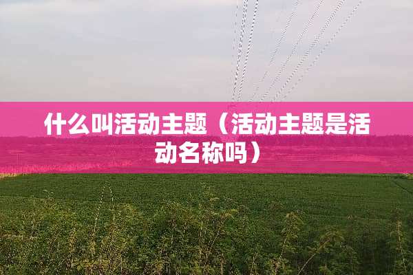 什么叫活动主题（活动主题是活动名称吗）