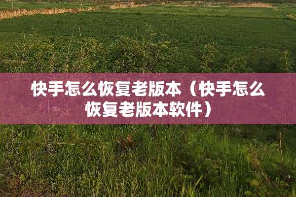 快手怎么恢复老版本（快手怎么恢复老版本软件）