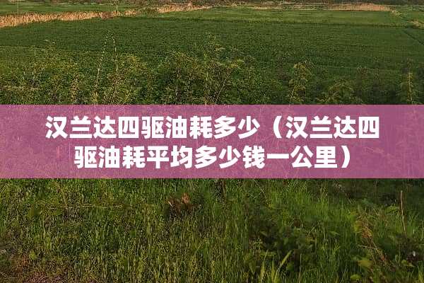 汉兰达四驱油耗多少（汉兰达四驱油耗平均多少钱一公里）