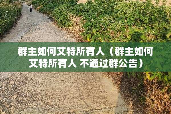 群主如何艾特所有人（群主如何艾特所有人 不通过群公告）
