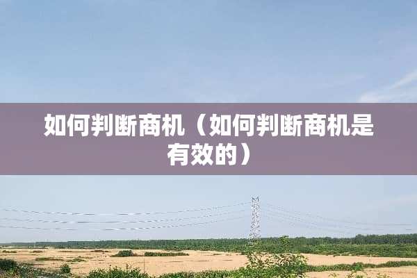 如何判断商机（如何判断商机是有效的）