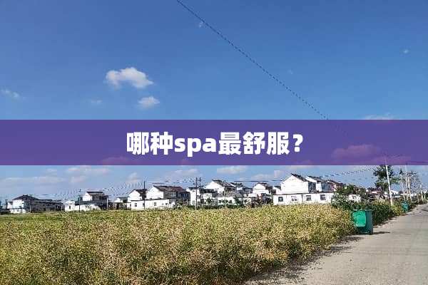 哪种spa最舒服？
