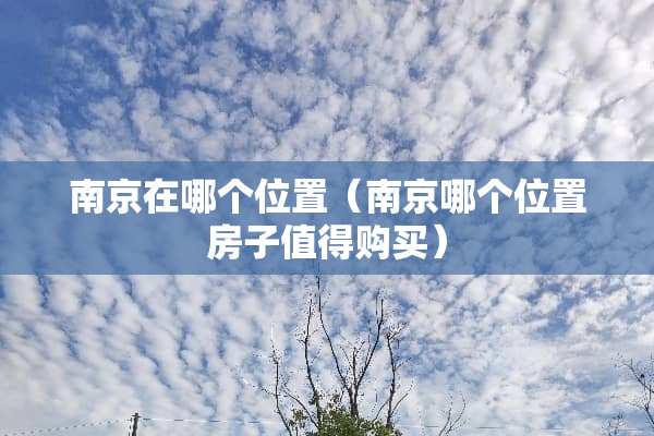 南京在哪个位置（南京哪个位置房子值得购买）