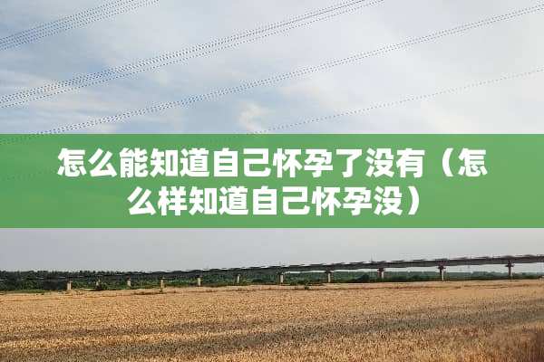 怎么能知道自己怀孕了没有（怎么样知道自己怀孕没）