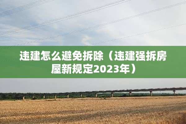 违建怎么避免拆除（违建强拆房屋新规定2023年）