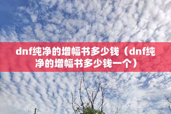dnf纯净的增幅书多少钱（dnf纯净的增幅书多少钱一个）