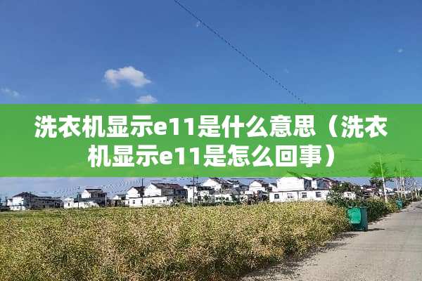 洗衣机显示e11是什么意思（洗衣机显示e11是怎么回事）