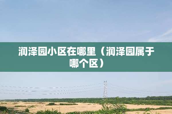 润泽园小区在哪里（润泽园属于哪个区）