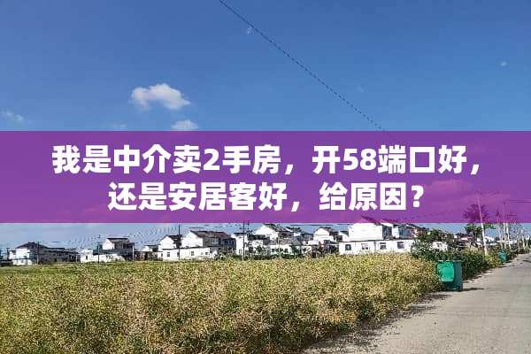我是中介卖2手房，开58端口好，还是安居客好，给原因？