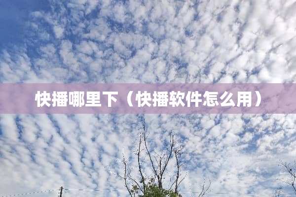 快播哪里下（快播软件怎么用）