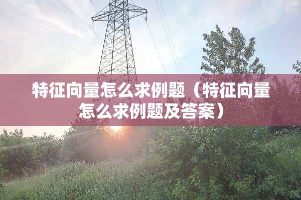 特征向量怎么求例题（特征向量怎么求例题及答案）