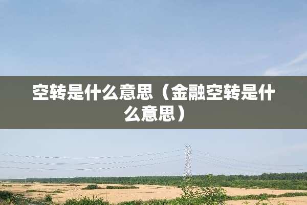 空转是什么意思（金融空转是什么意思）