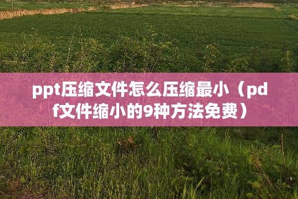 ppt压缩文件怎么压缩最小（pdf文件缩小的9种方法免费）