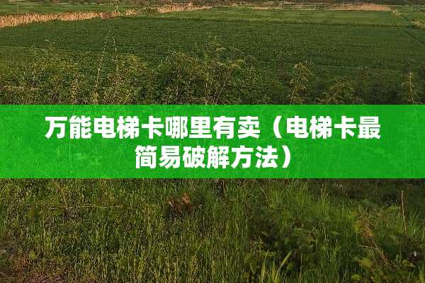 万能电梯卡哪里有卖（电梯卡最简易**方法）
