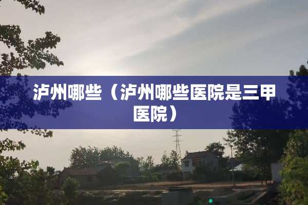 泸州哪些（泸州哪些医院是三甲医院）