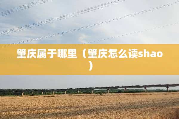 肇庆属于哪里（肇庆怎么读shao）