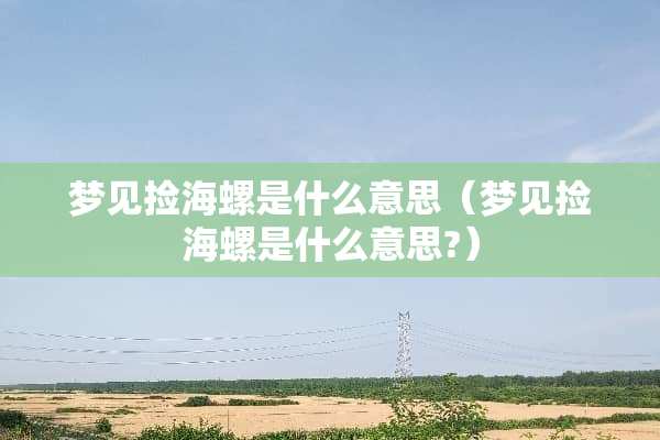 梦见捡海螺是什么意思（梦见捡海螺是什么意思?）