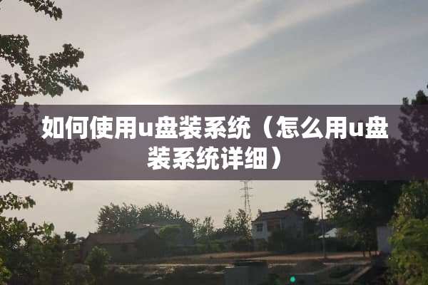 如何使用u盘装系统（怎么用u盘装系统详细）