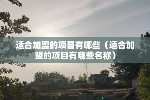 适合加盟的项目有哪些（适合加盟的项目有哪些名称）