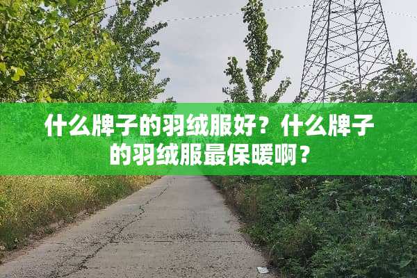 什么牌子的羽绒服好？什么牌子的羽绒服最保暖啊？