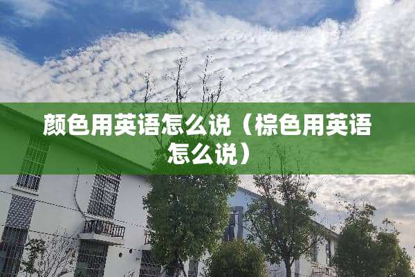 颜色用英语怎么说（棕色用英语怎么说）