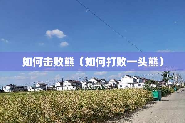 如何击败熊（如何打败一头熊）