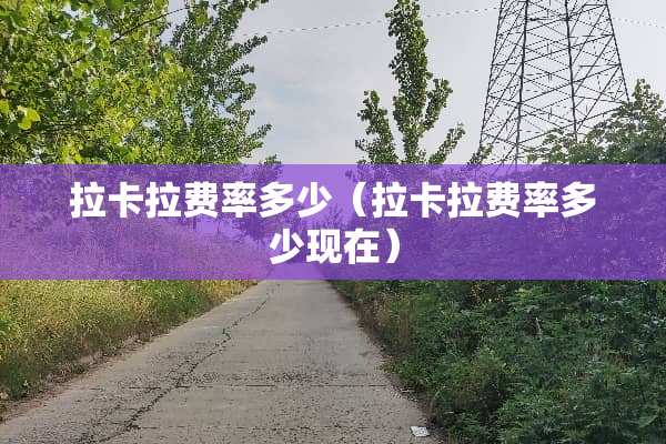 拉卡拉费率多少（拉卡拉费率多少现在）