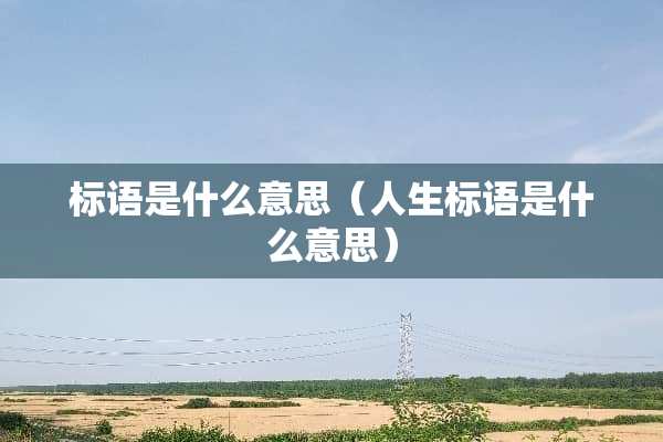 标语是什么意思（人生标语是什么意思）