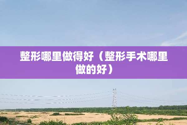 整形哪里做得好（整形手术哪里做的好）