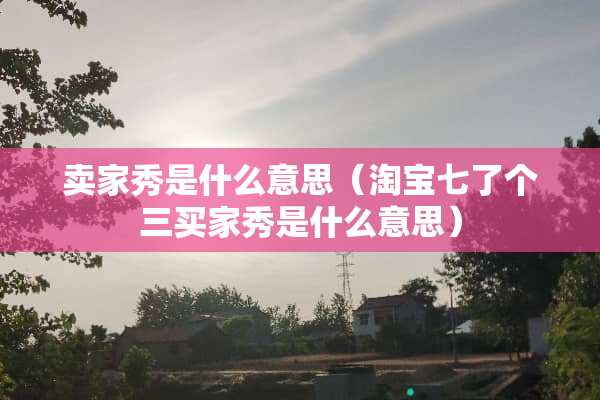 卖家秀是什么意思（淘宝七了个三买家秀是什么意思）