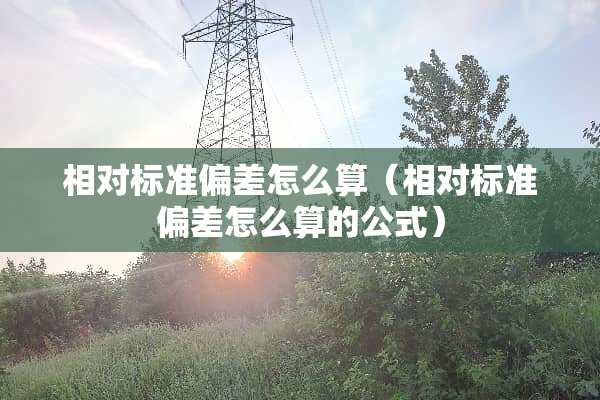 相对标准偏差怎么算（相对标准偏差怎么算的公式）