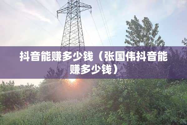 抖音能赚多少钱（张国伟抖音能赚多少钱）