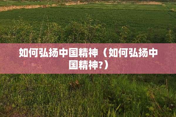 如何弘扬中国精神（如何弘扬中国精神?）