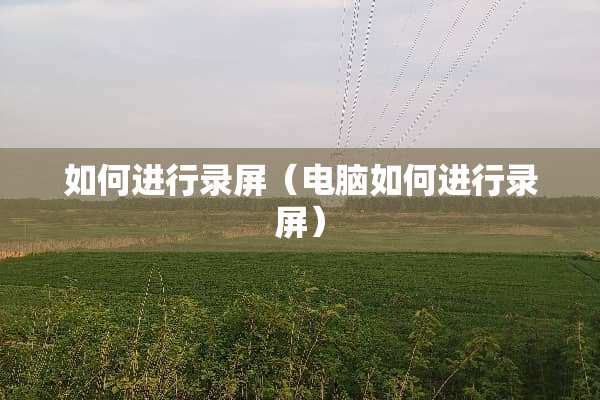如何进行录屏（电脑如何进行录屏）