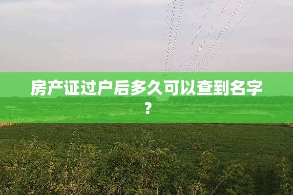 房产证过户后多久可以查到名字？