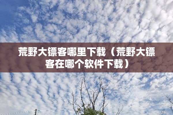 荒野大镖客哪里下载（荒野大镖客在哪个软件下载）