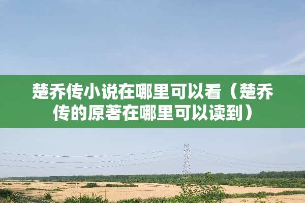 楚乔传小说在哪里可以看（楚乔传的原著在哪里可以读到）