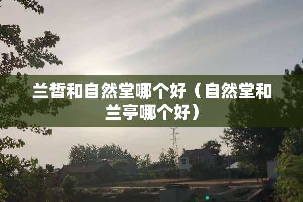 兰皙和自然堂哪个好（自然堂和兰亭哪个好）