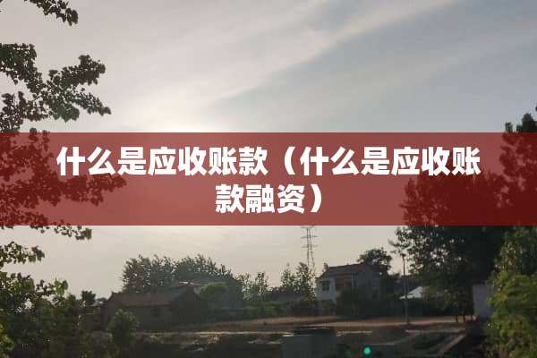 什么是应收账款（什么是应收账款融资）