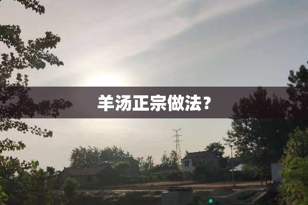 羊汤正宗做法？