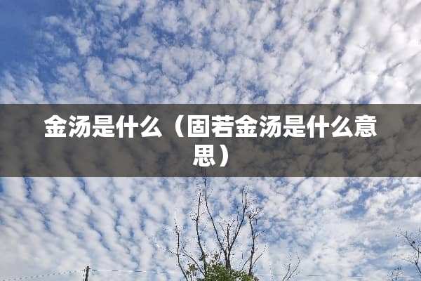 金汤是什么（固若金汤是什么意思）