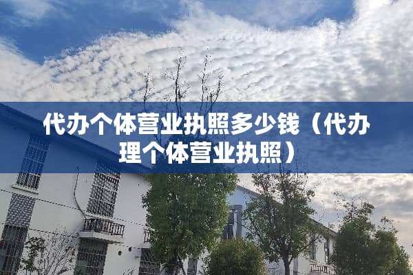 **个体营业执照多少钱（**理个体营业执照）