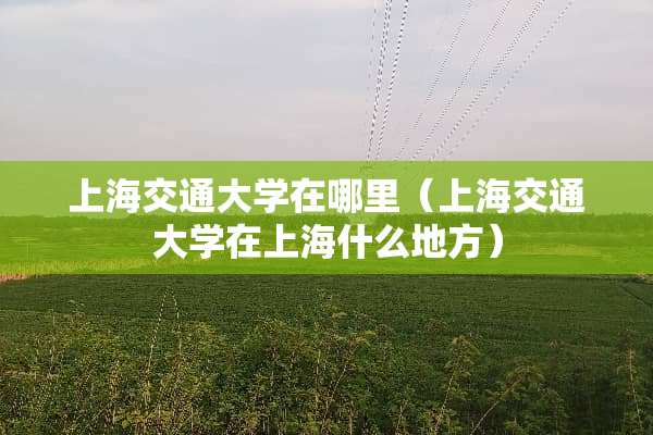 上海交通大学在哪里（上海交通大学在上海什么地方）