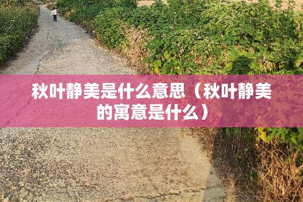 秋叶静美是什么意思（秋叶静美的寓意是什么）